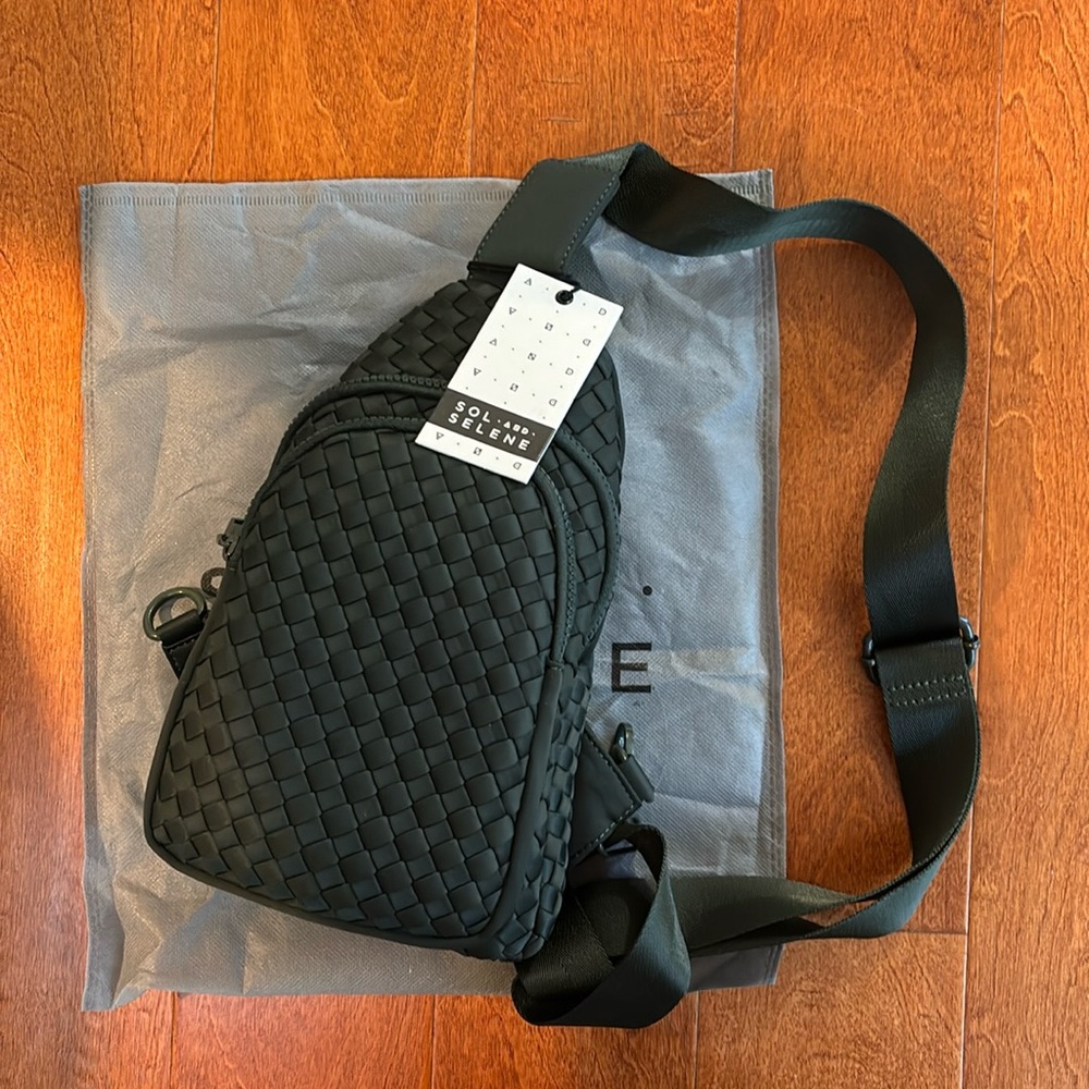 Sol and Selene black sling backpack, NWT